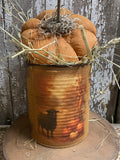 Primitive Pumpkin In Can Shelf Sitter 9x6