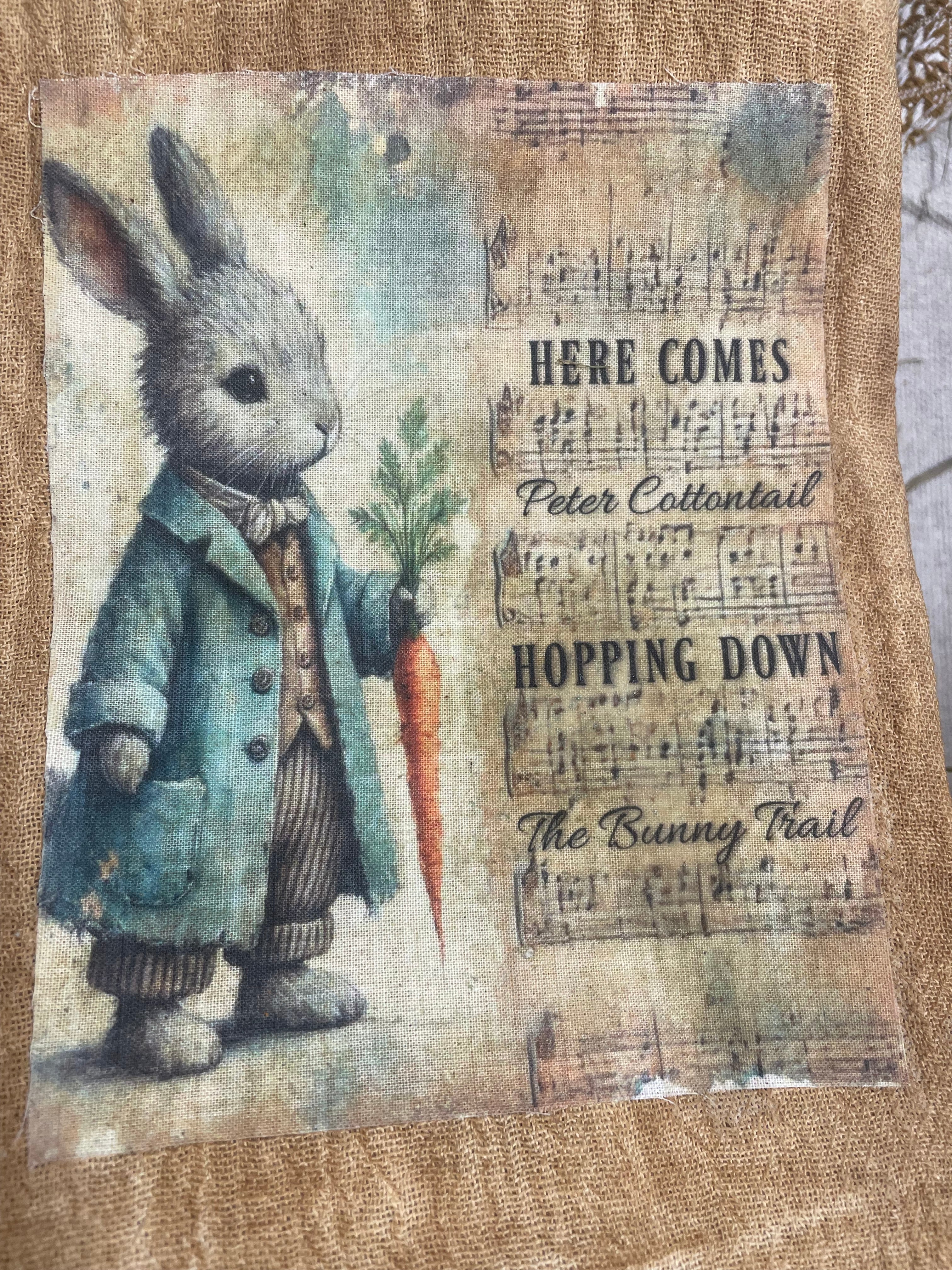 Primitive Decorative Easter Flour Sac Towel With Picture 28x29