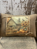 Small Primitive Fall Feedsac Pillow 10x8