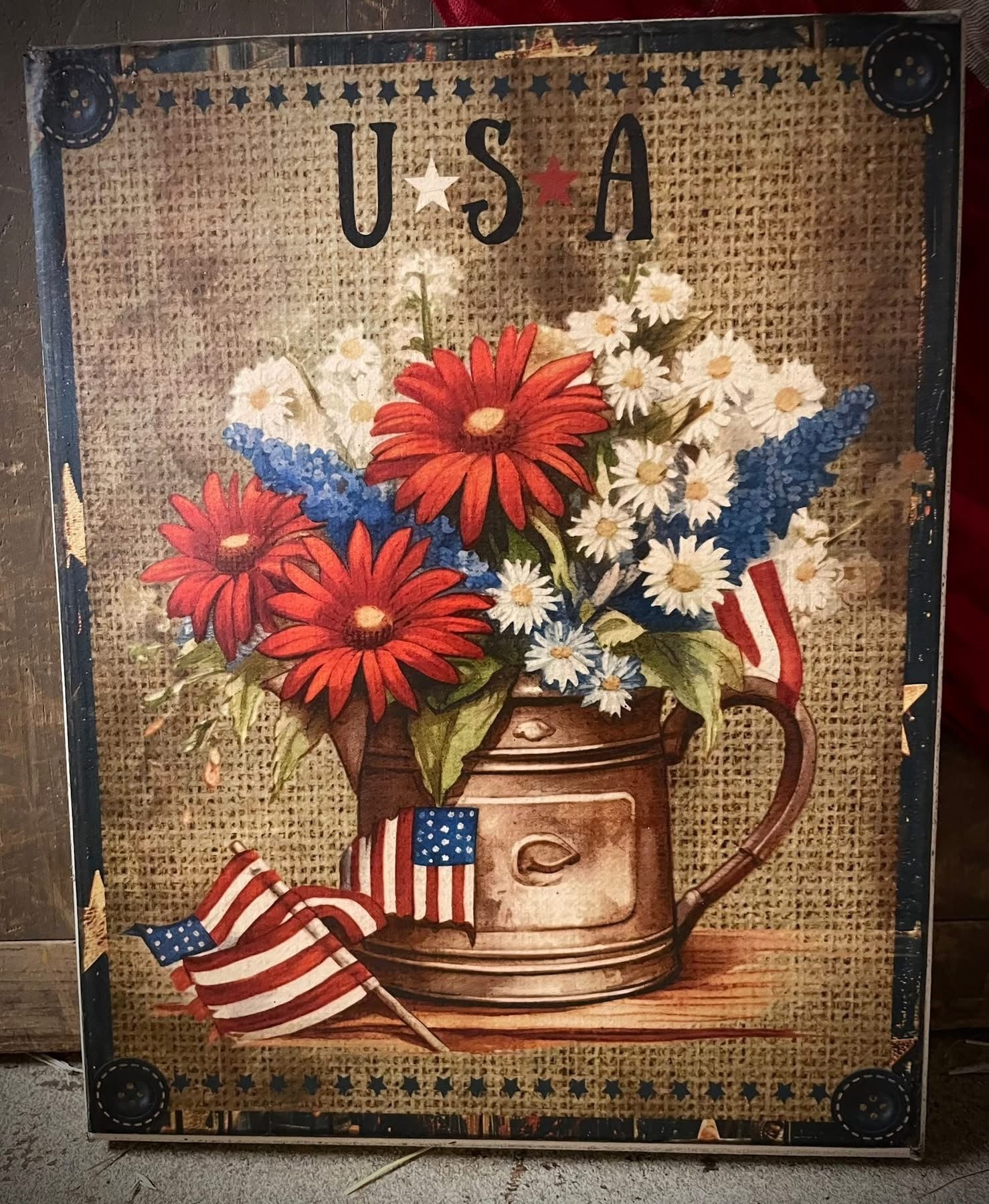Primitive Americana Grungy Decorative Canvas Print 8x10