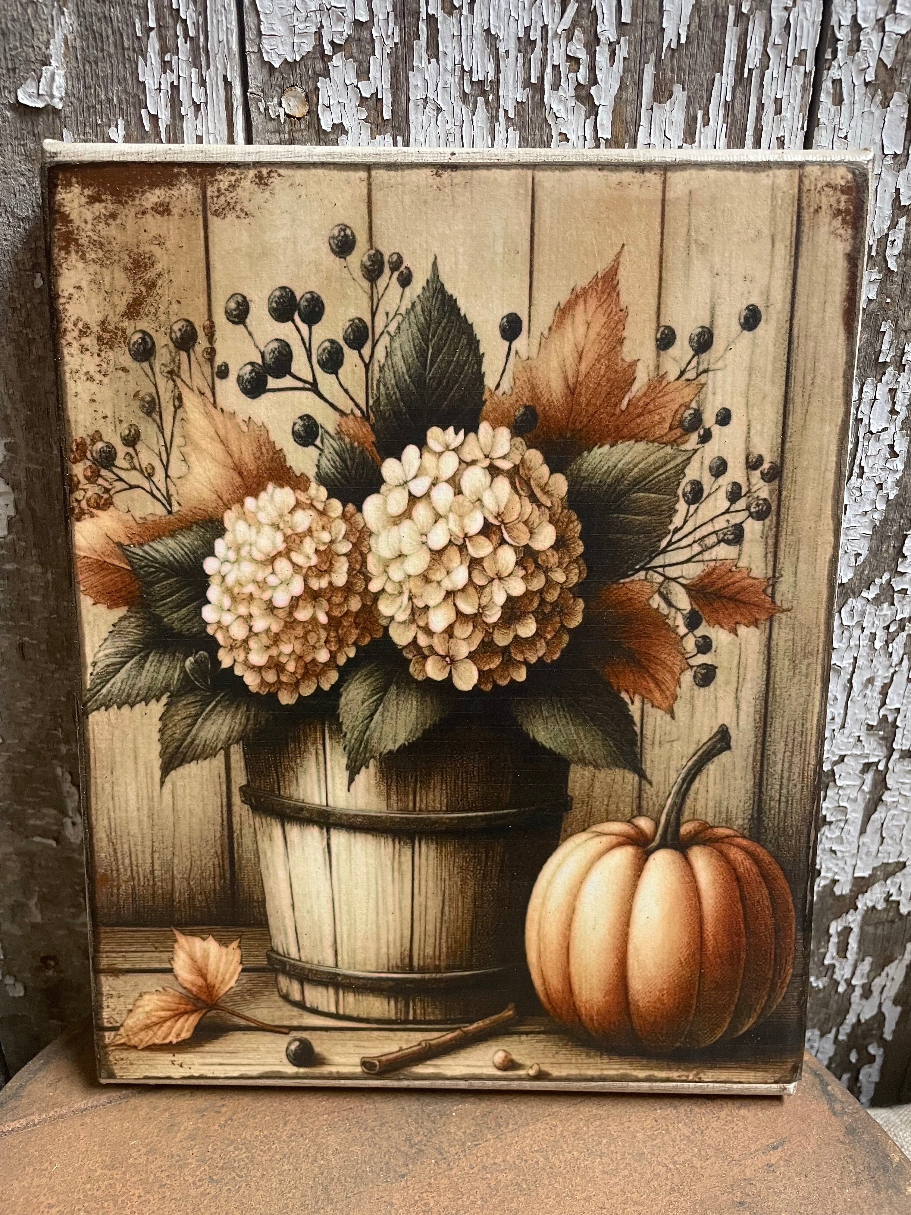 Primitive Fall Grungy Decorative Canvas Print 8x10