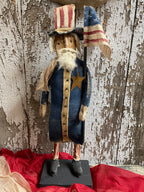 Primitive Sam Doll On Stand 16x5