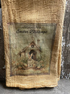 Primitive Decorative Easter Flour Sac Towel With Picture 28x29