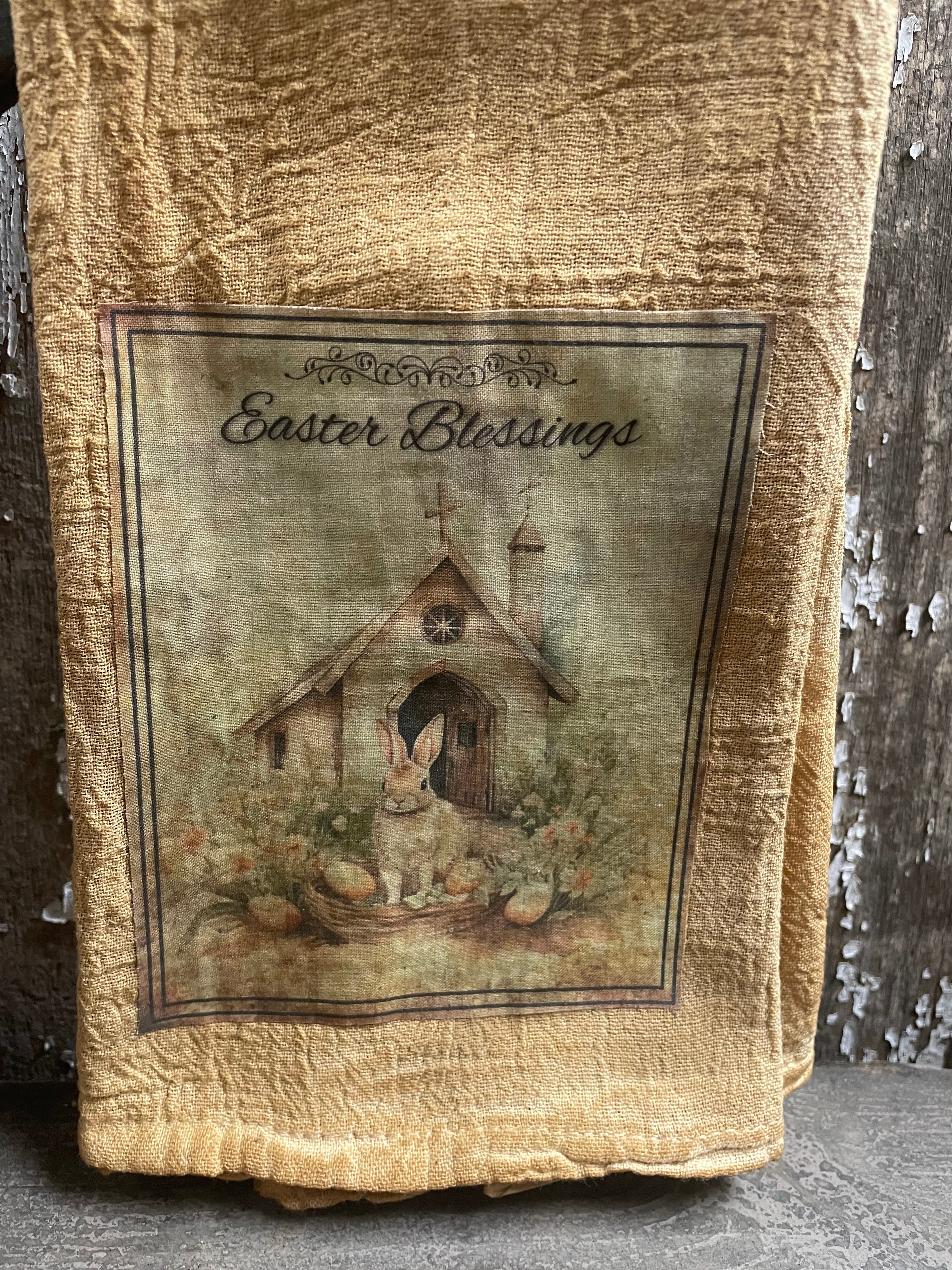 Primitive Decorative Easter Flour Sac Towel With Picture 28x29