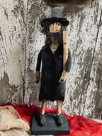 Primitive Abe Doll On Stand 16x5