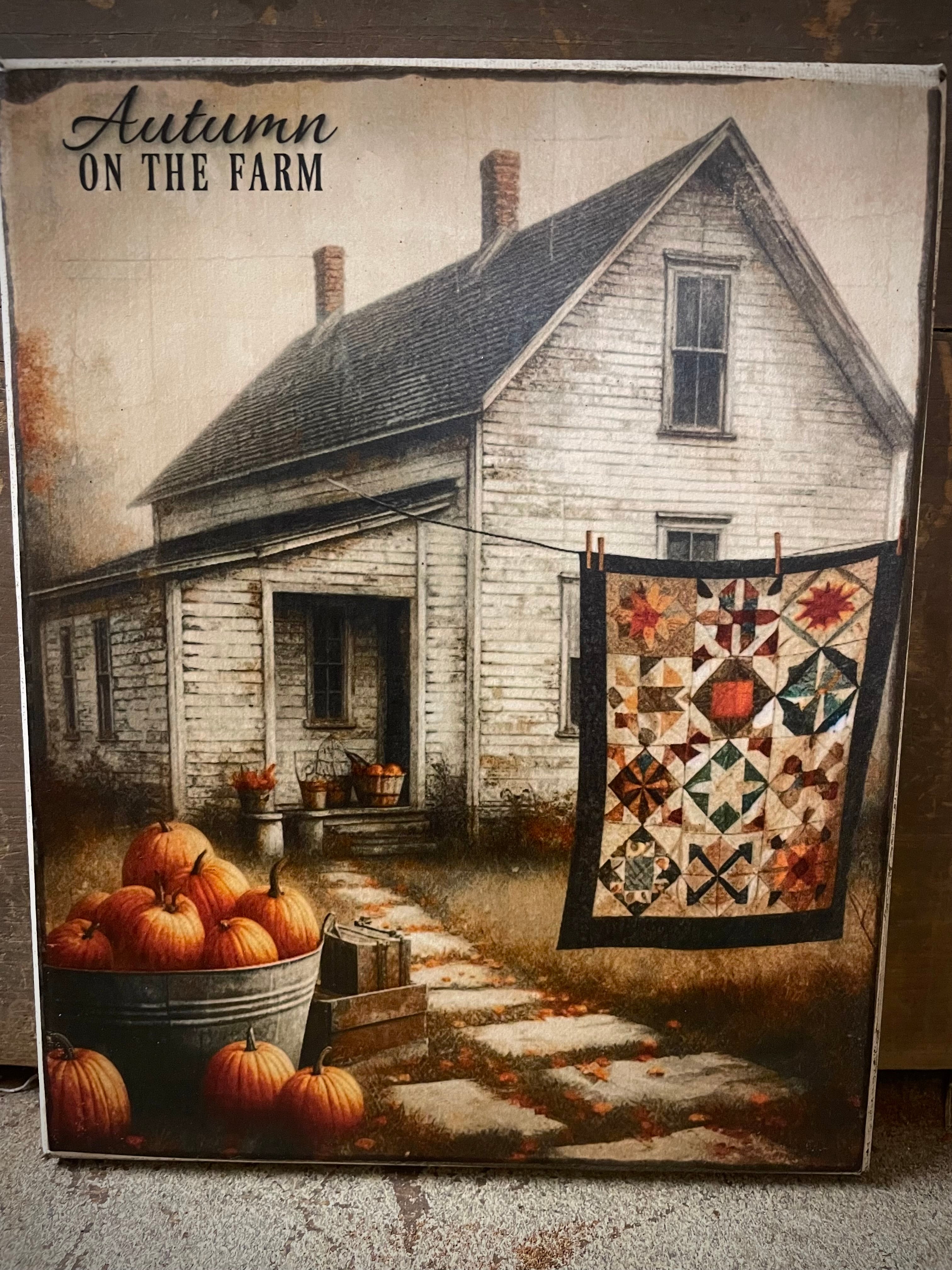 Primitive Fall Grungy Decorative Canvas Print 8x10