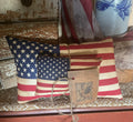 Primitive Americana Flag Pillow Set 12x8