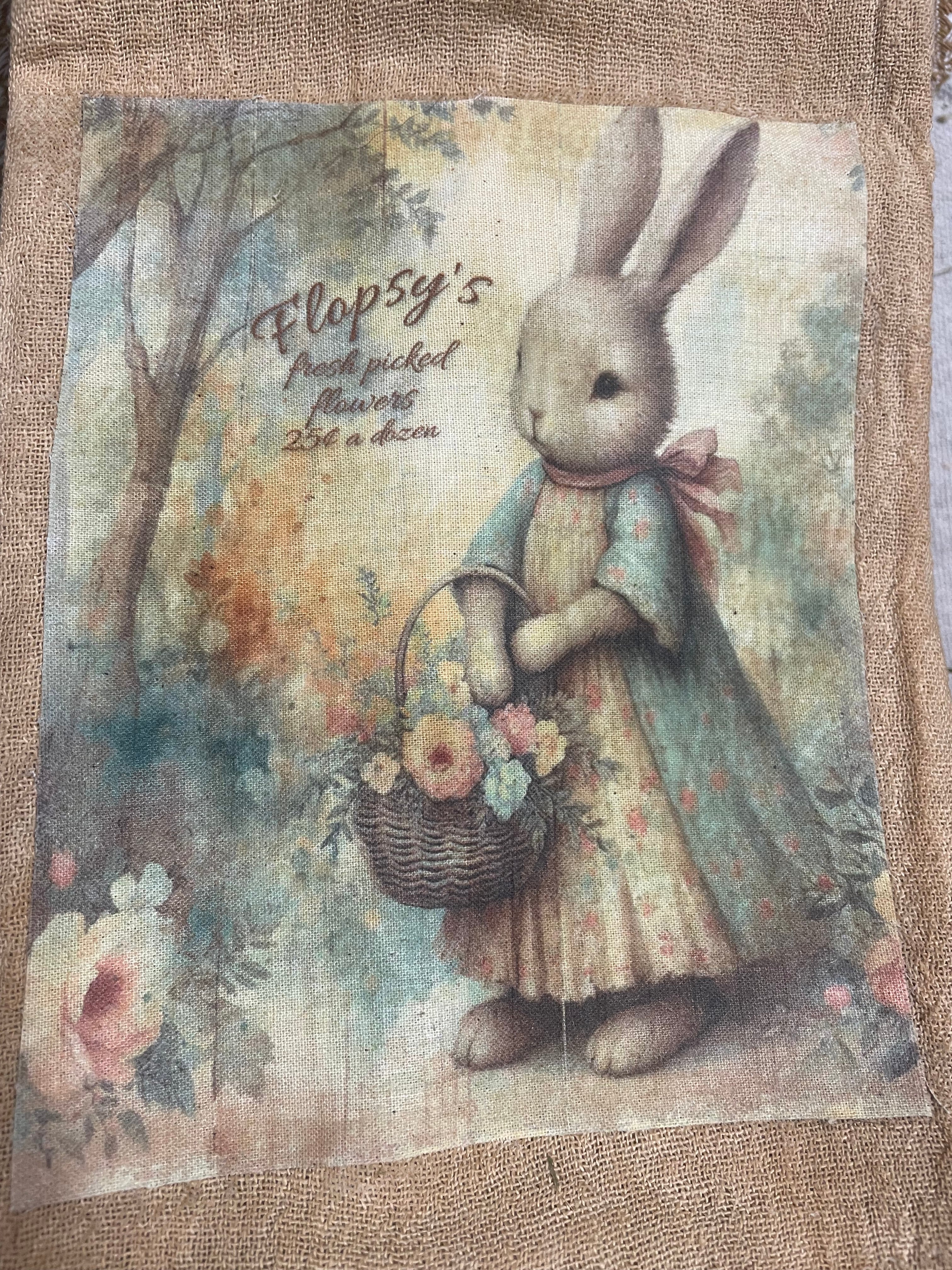 Primitive Decorative Easter Flour Sac Towel With Picture 28x29