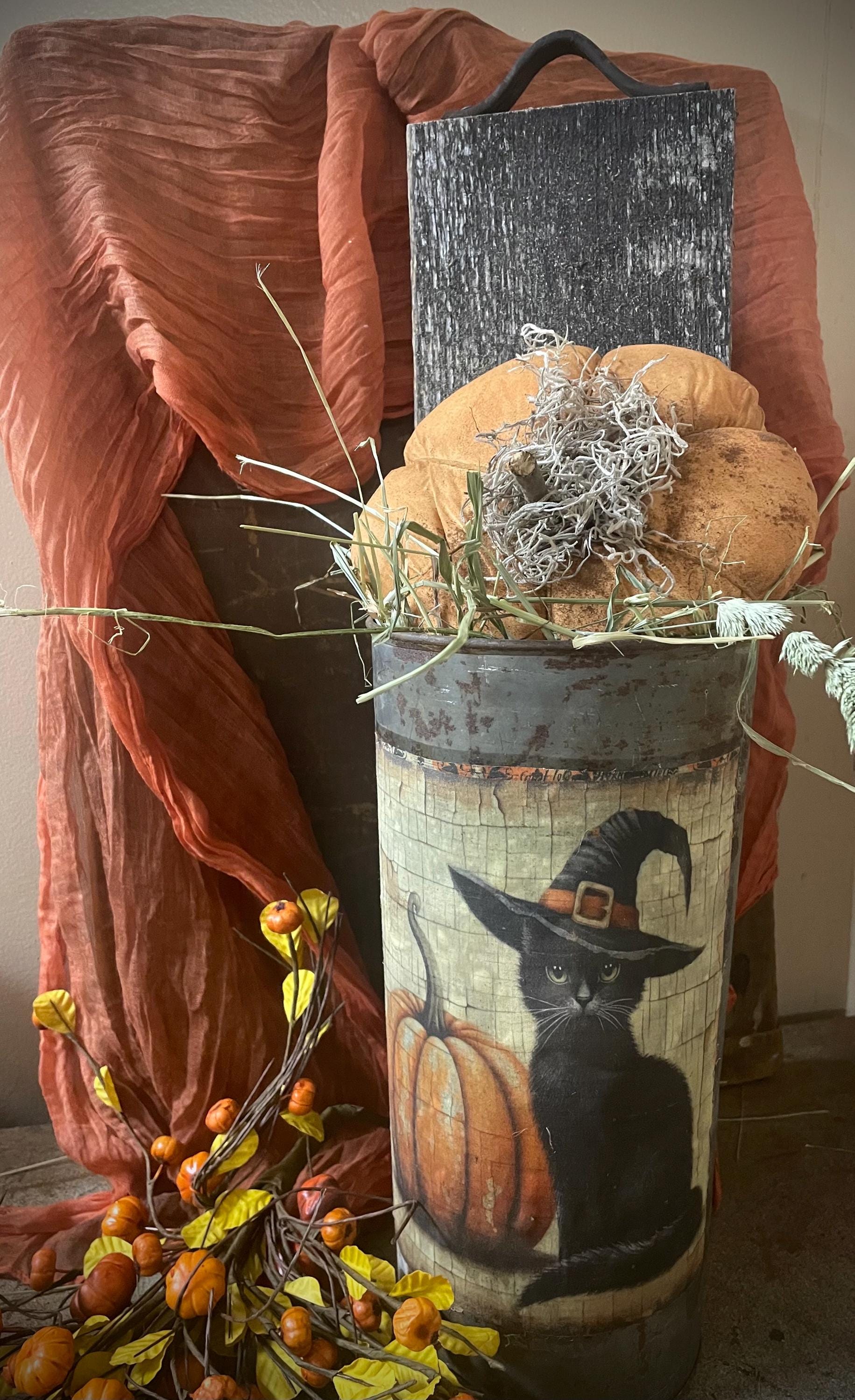 3 Yards of Grungy Stained Primitive Fall Halloween Heavy Cheesecloth For Decorating Orange