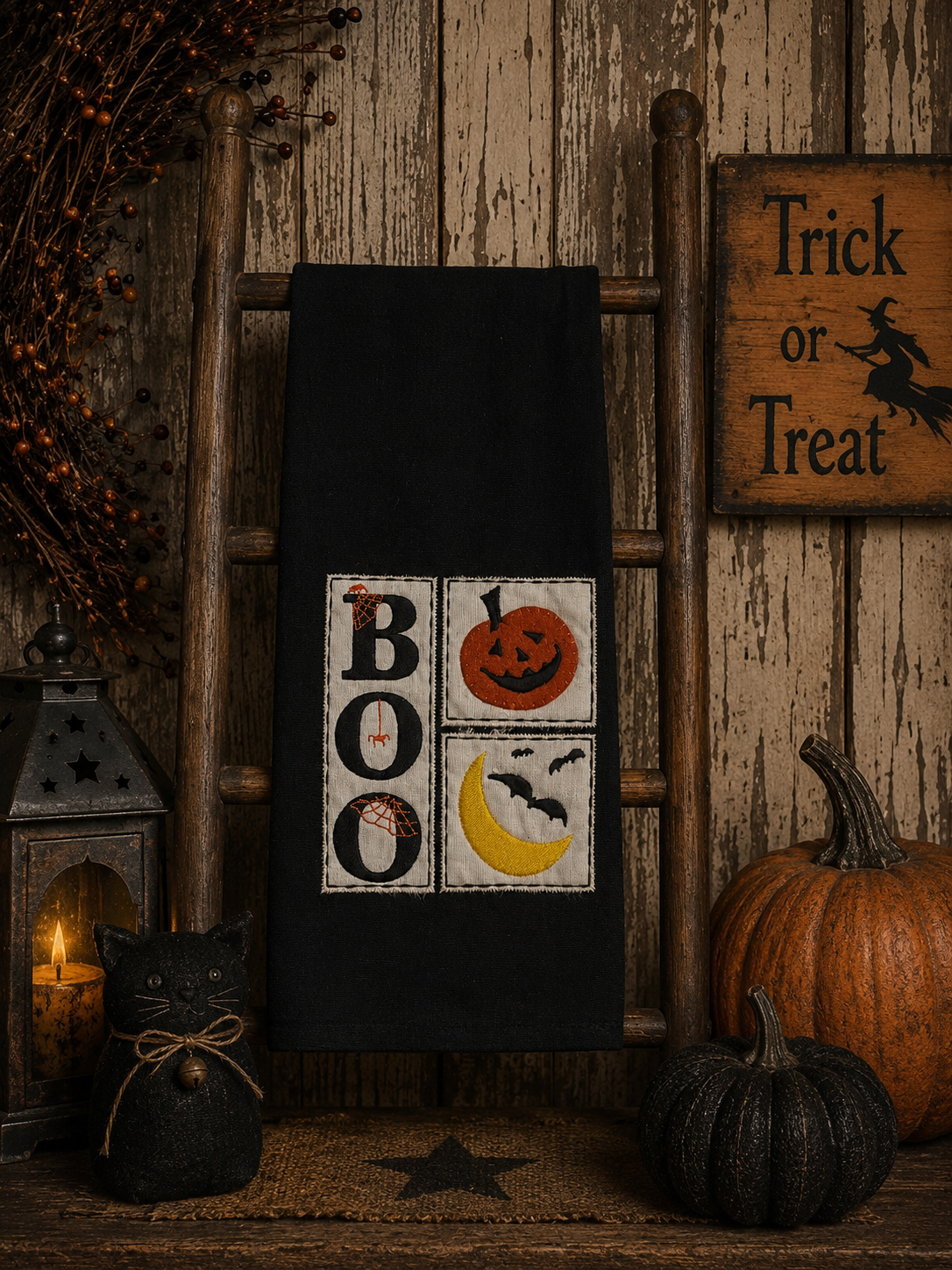 Primitive Halloween Towel 28x17
