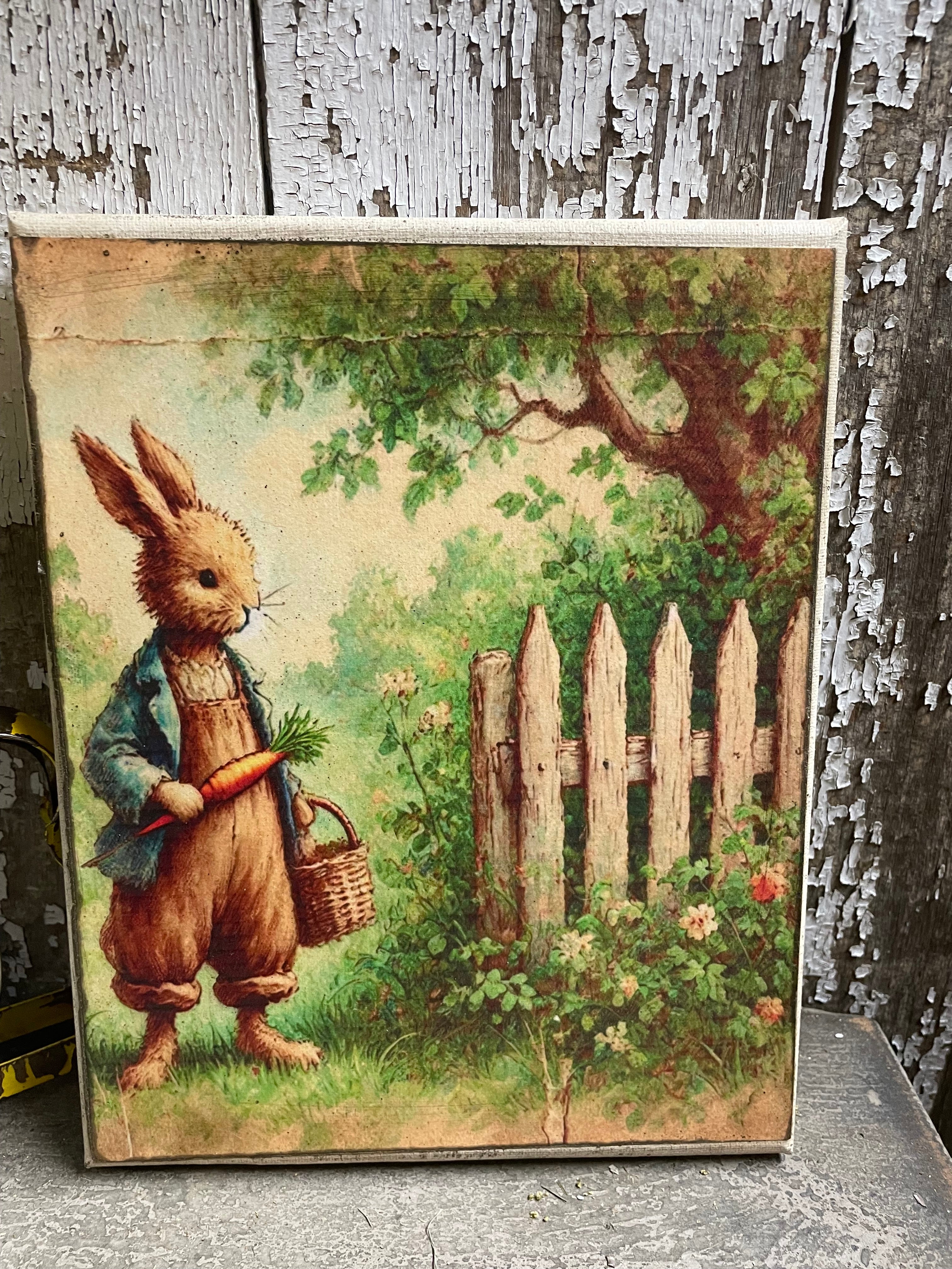 Primitive Easter Grungy Decorative Canvas Print 8x10