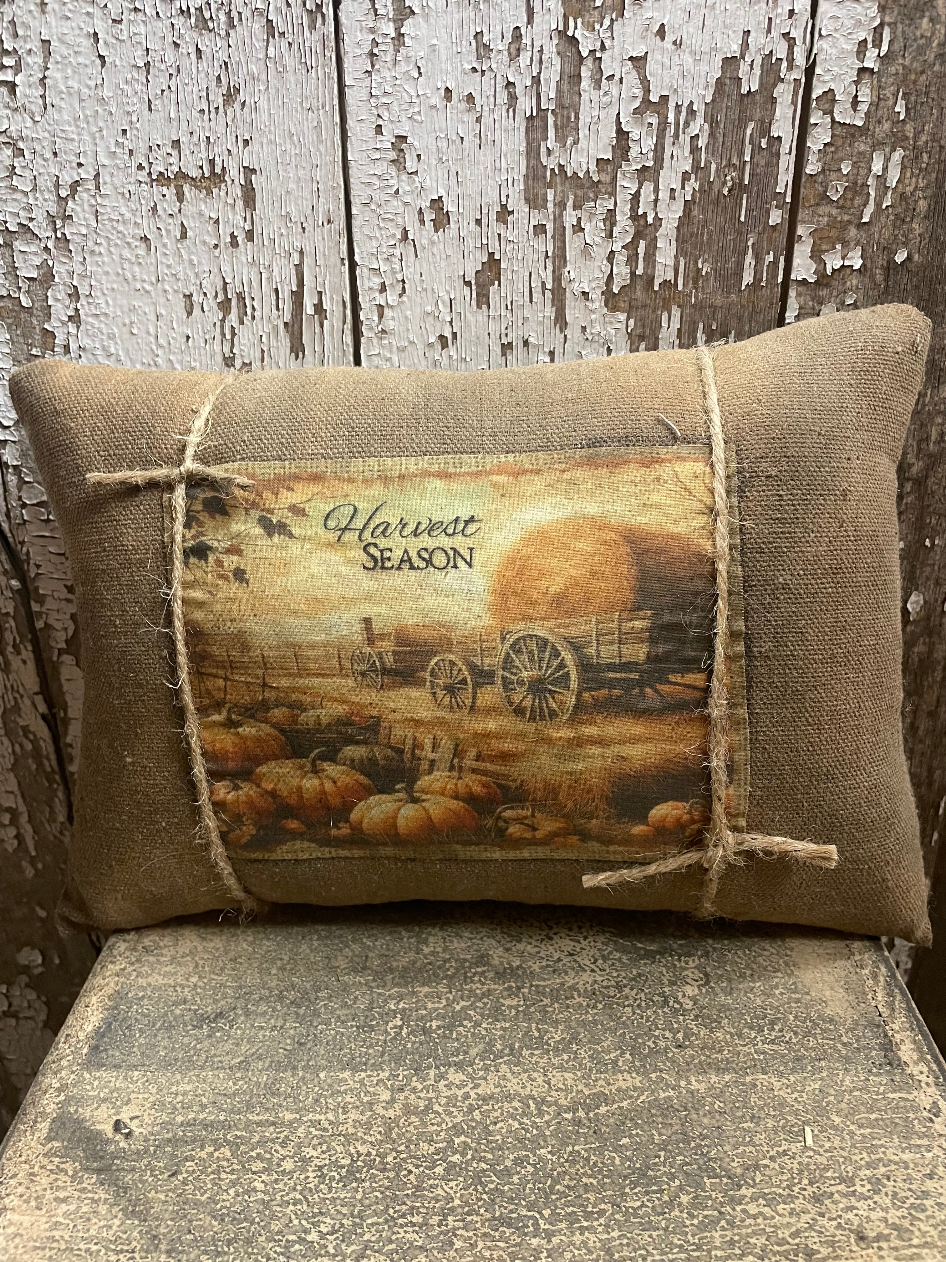 Small Primitive Fall Feedsac Pillow 10x8