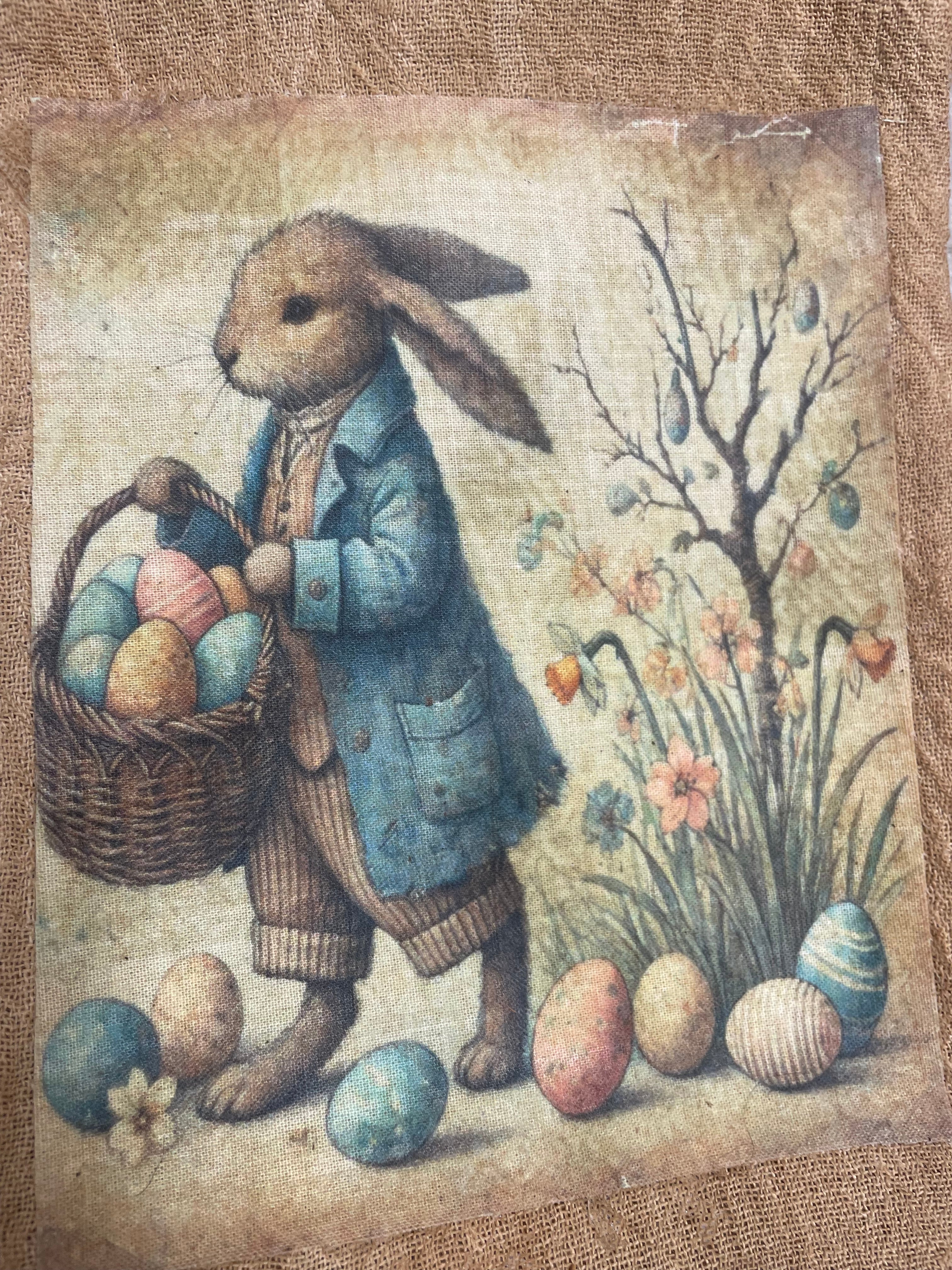 Primitive Decorative Easter Flour Sac Towel With Picture 28x29