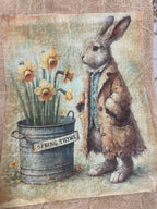 Primitive Decorative Easter Flour Sac Towel With Picture 28x29