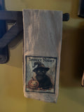 Primitive Decorative Fall Flour Sac Towel With Picture 28x29
