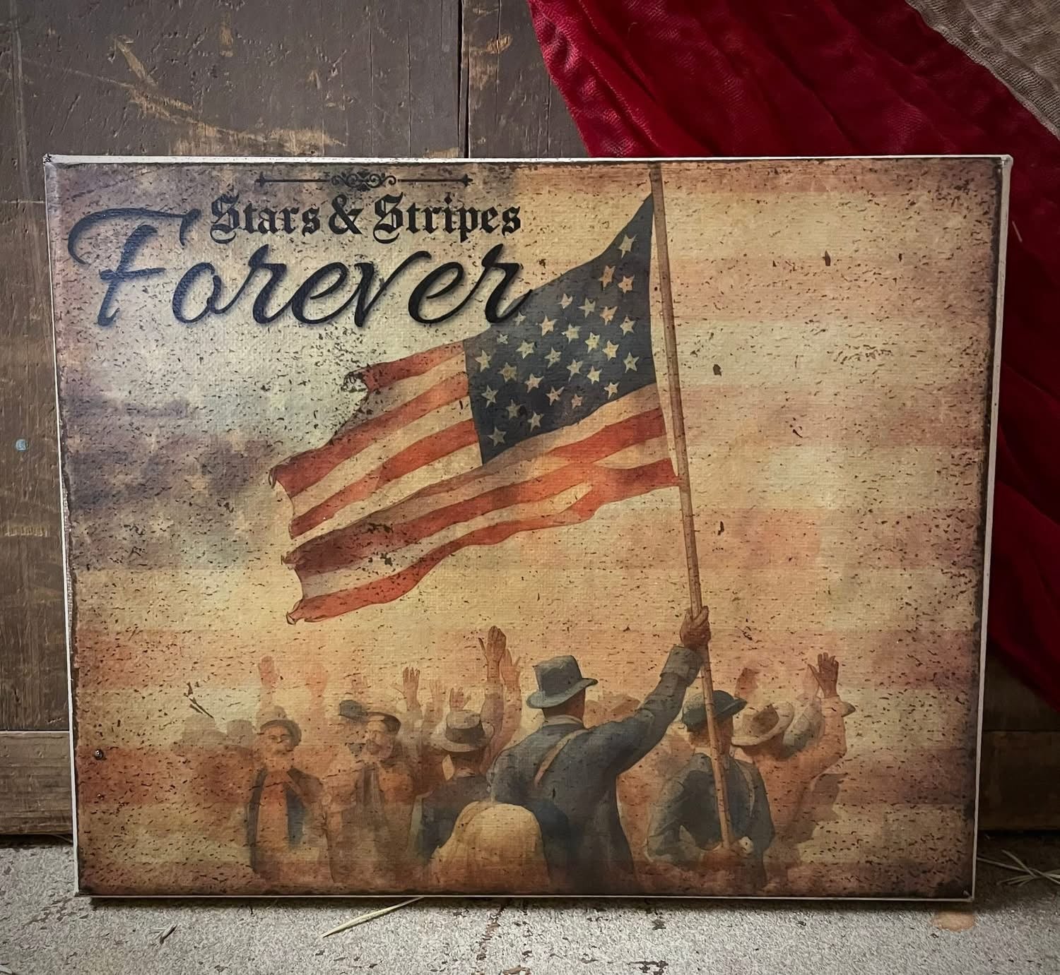 Primitive Americana Grungy Decorative Canvas Print 8x10