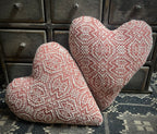 Primitive Handmade Valentines Coverlet Heart Vintage Red 10x9