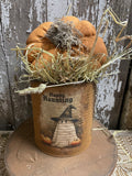 Primitive Pumpkin In Can Shelf Sitter 9x6