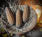 3 Primitive Fall Halloween Blackened Wax Corn Bowl Fillers