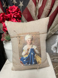 Small Primitive Americana Feedsac Pillow 10x8