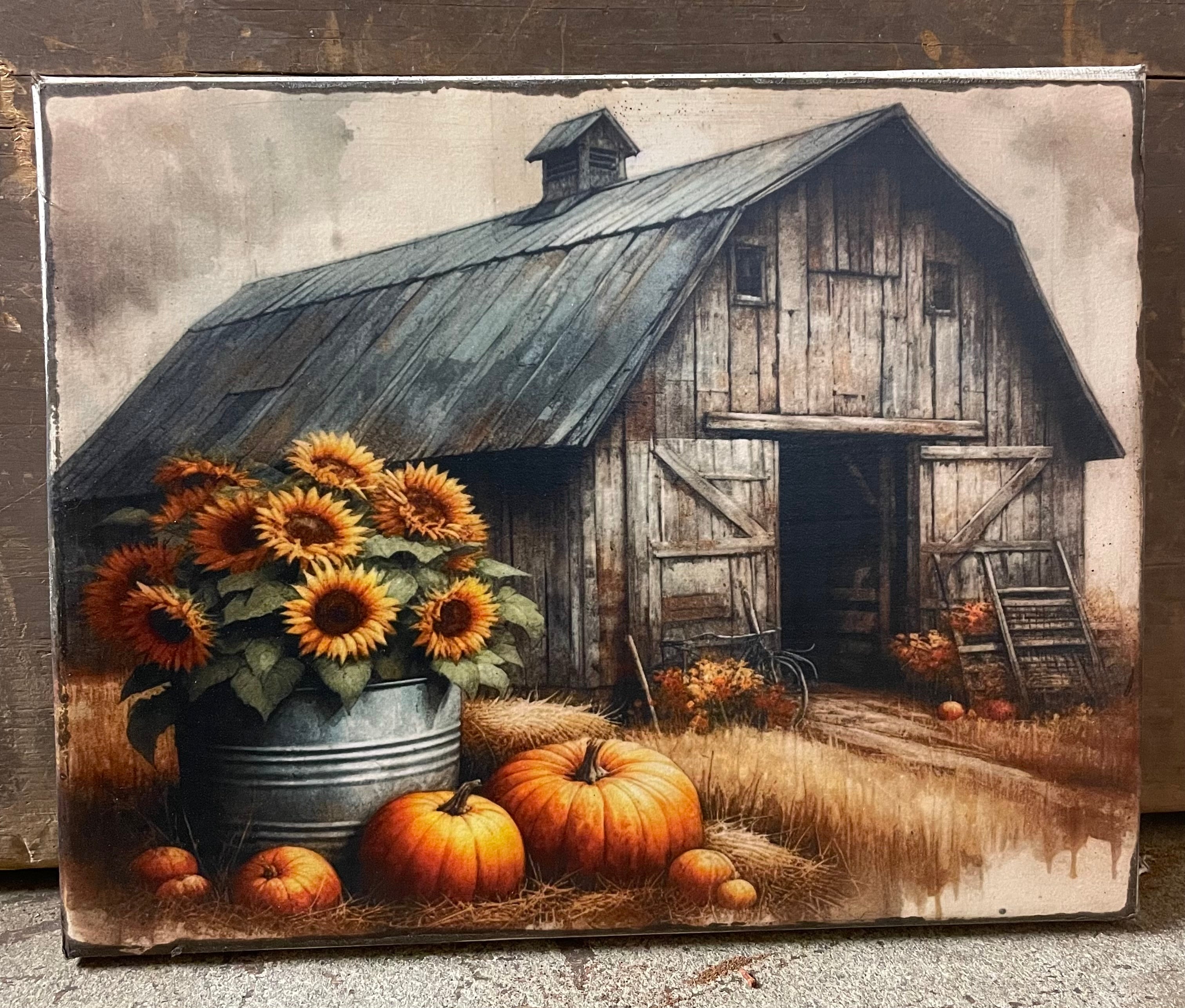 Primitive Fall Grungy Decorative Canvas Print 8x10