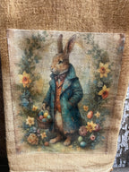 Primitive Decorative Easter Flour Sac Towel With Picture 28x29
