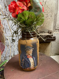 Primitive Geraniums In Jar With Picture 12x5