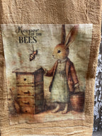 Primitive Decorative Easter Flour Sac Towel With Picture 28x29