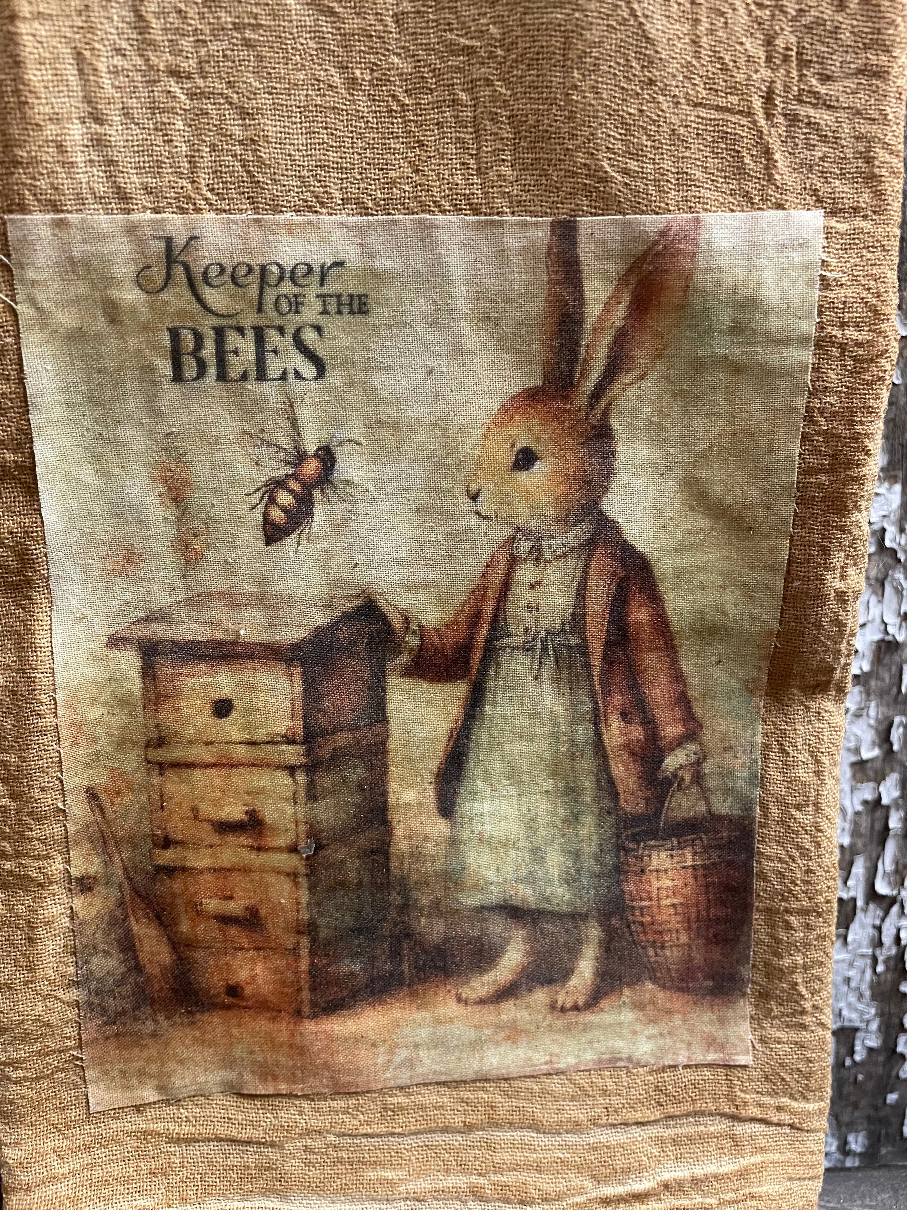 Primitive Decorative Easter Flour Sac Towel With Picture 28x29