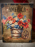 Primitive Americana Grungy Decorative Canvas Print 8x10