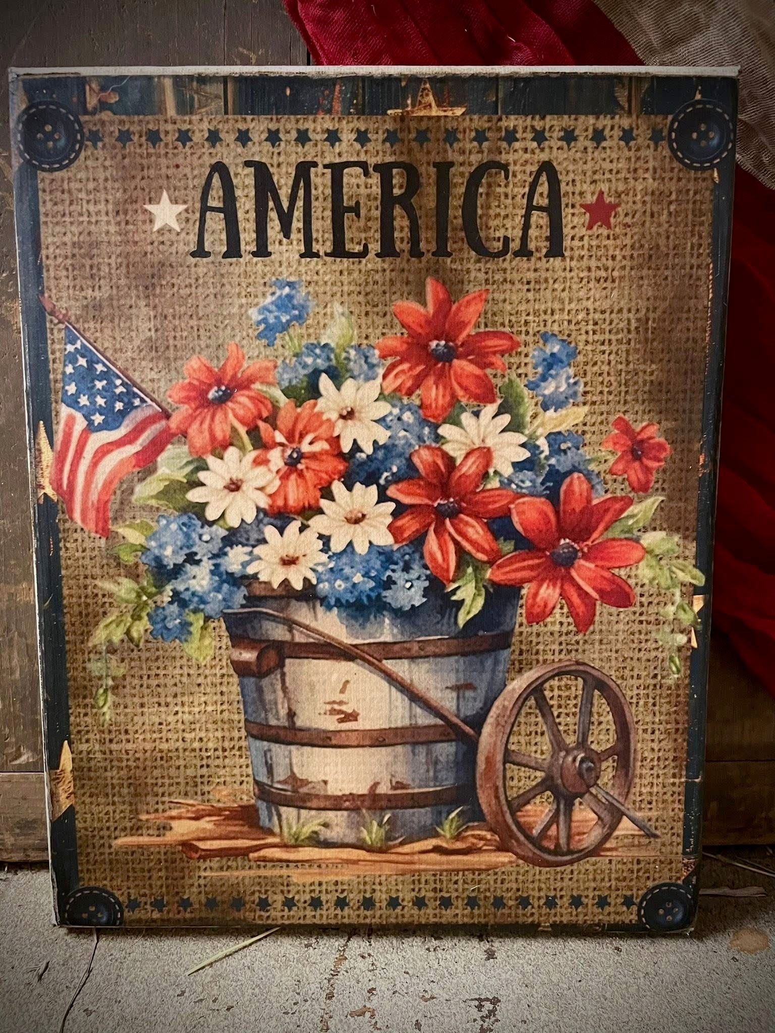 Primitive Americana Grungy Decorative Canvas Print 8x10