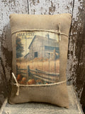 Small Primitive Fall Feedsac Pillow 10x8