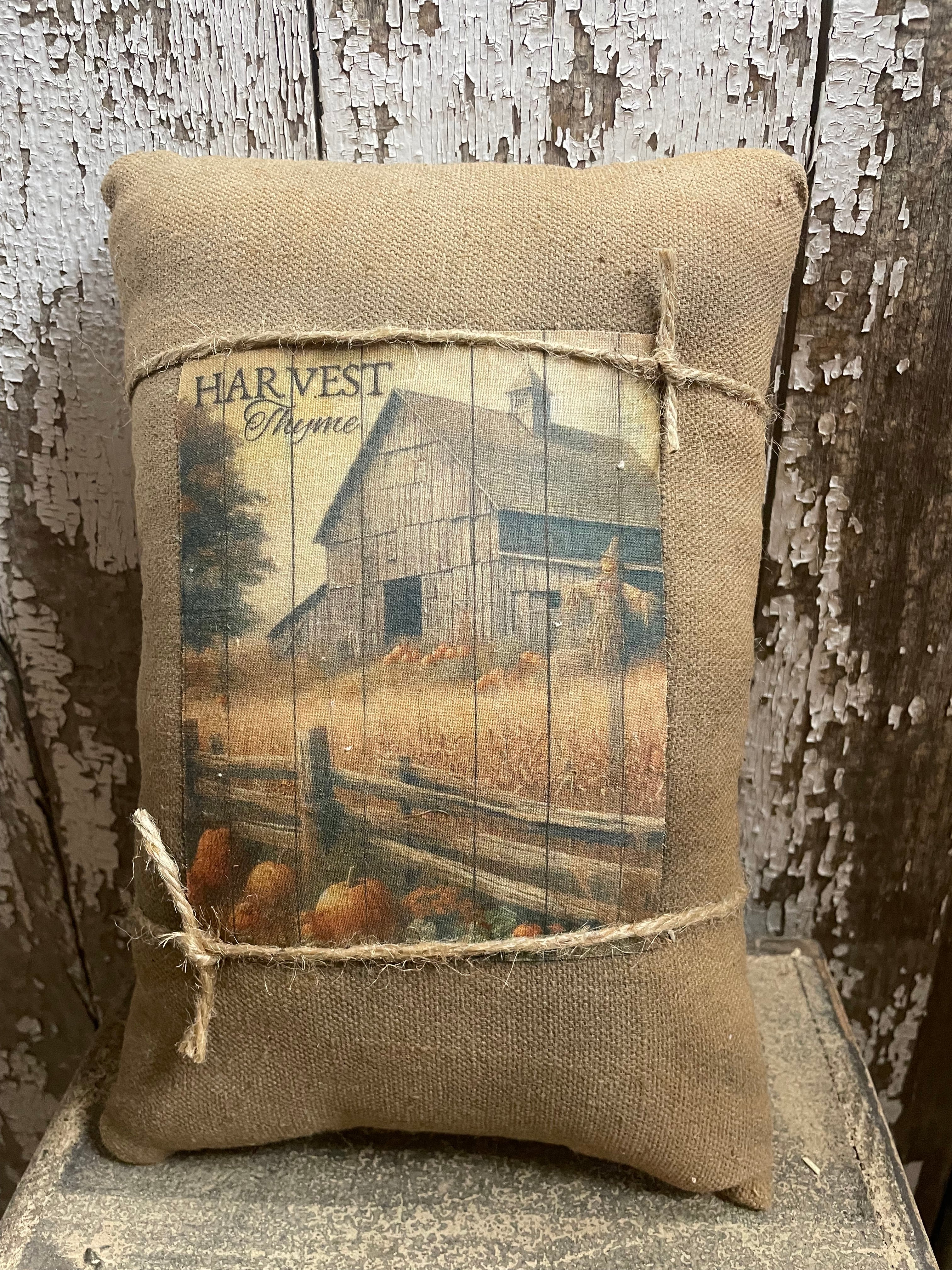 Small Primitive Fall Feedsac Pillow 10x8