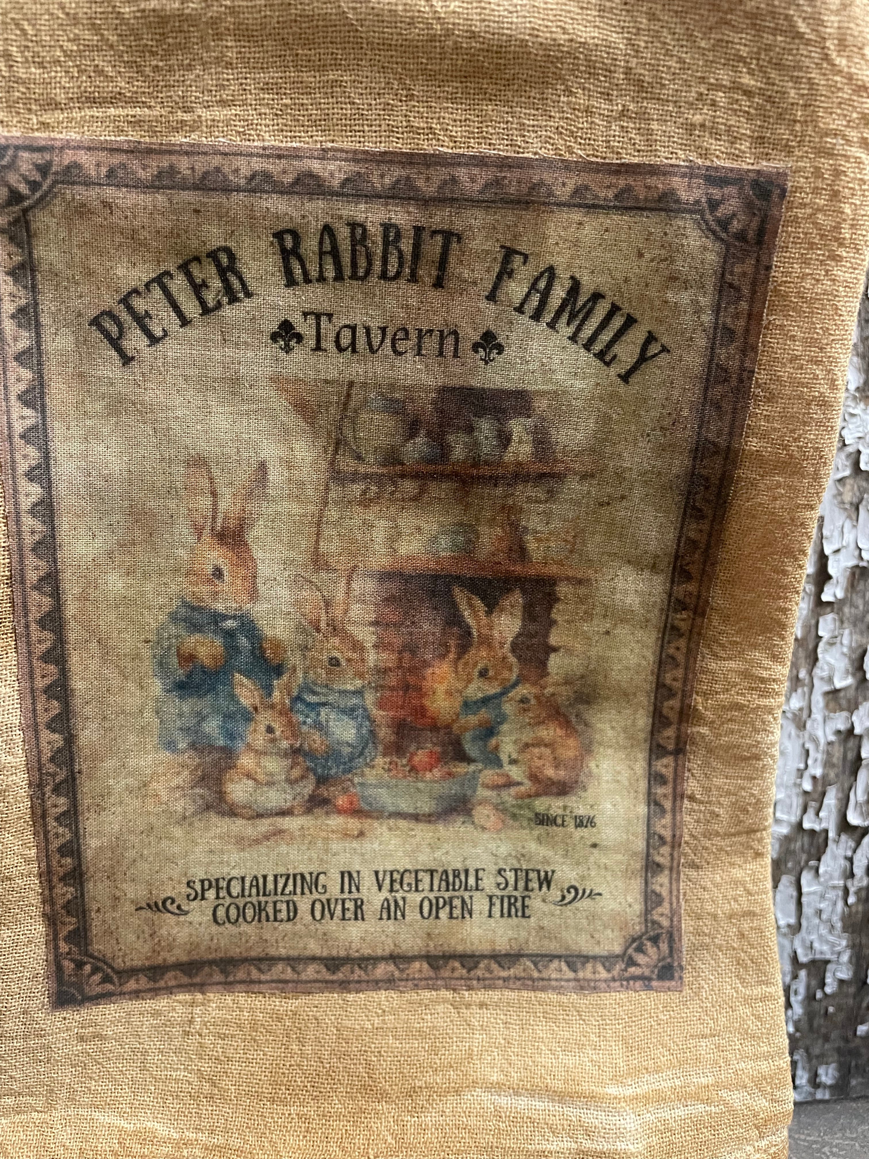 Primitive Decorative Easter Flour Sac Towel With Picture 28x29