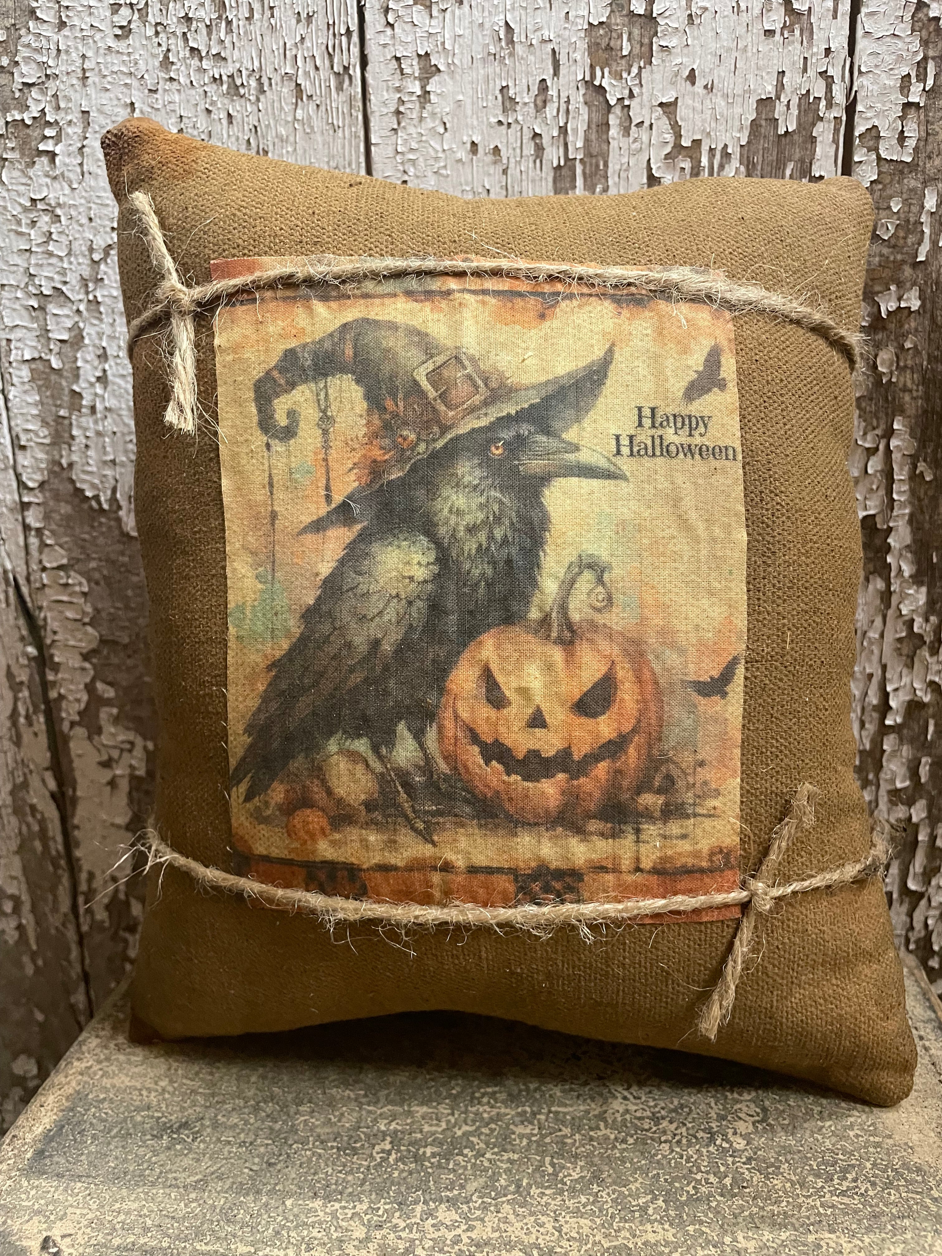 Small Primitive Fall Feedsac Pillow 10x8