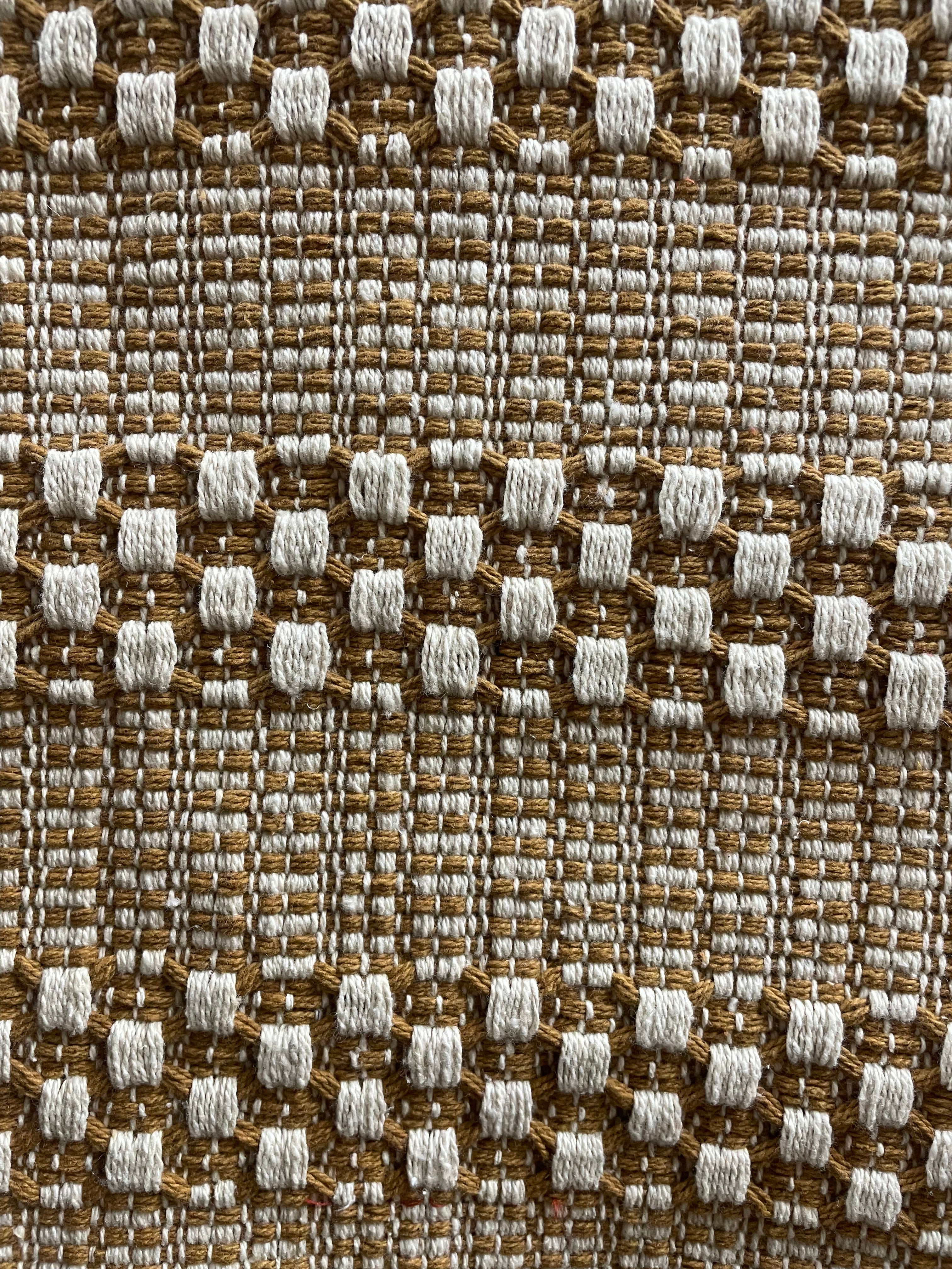 Primitive Weave Coverlet 72 Inch Long Runner Mustard/White