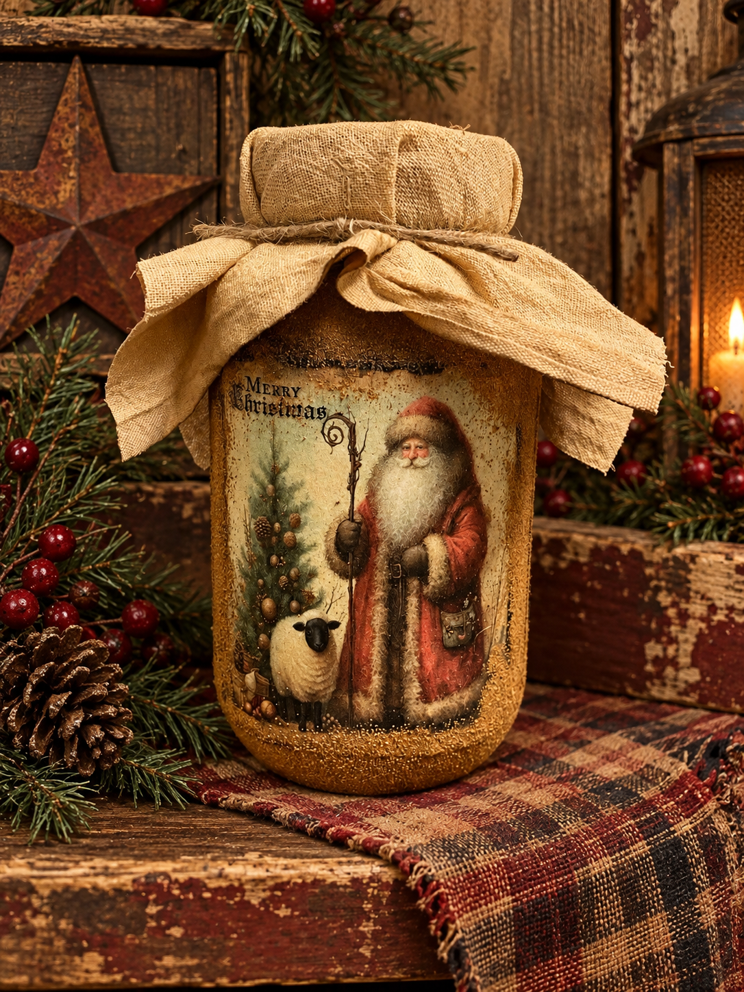 Primitive Winter Pantry Jar 6x4