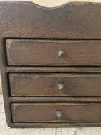 Primitive Wooden Three Drawer Cubby 11x10x8 Brown Over Mustard