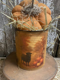 Primitive Pumpkin In Can Shelf Sitter 9x6