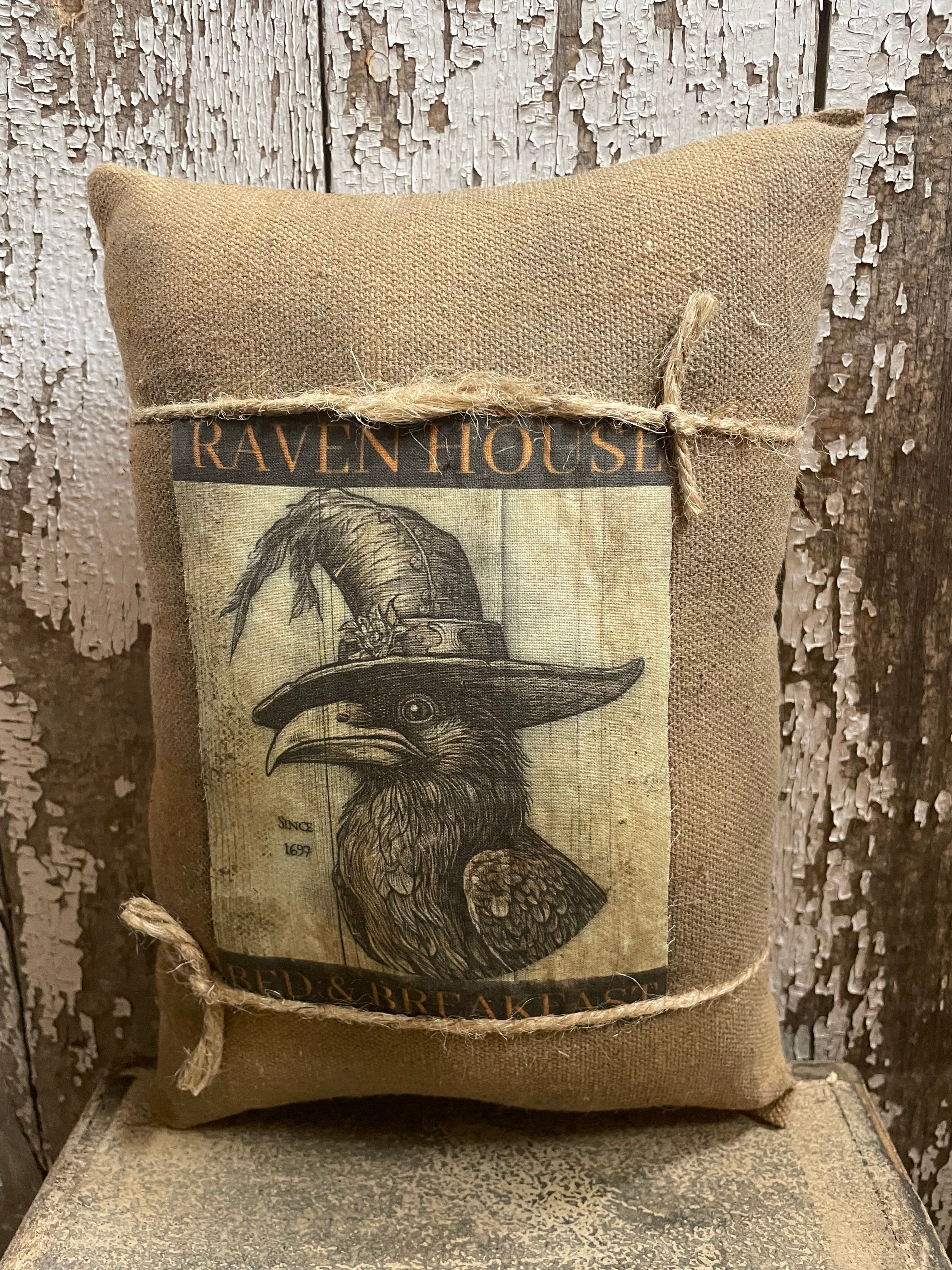 Small Primitive Fall Feedsac Pillow 10x8