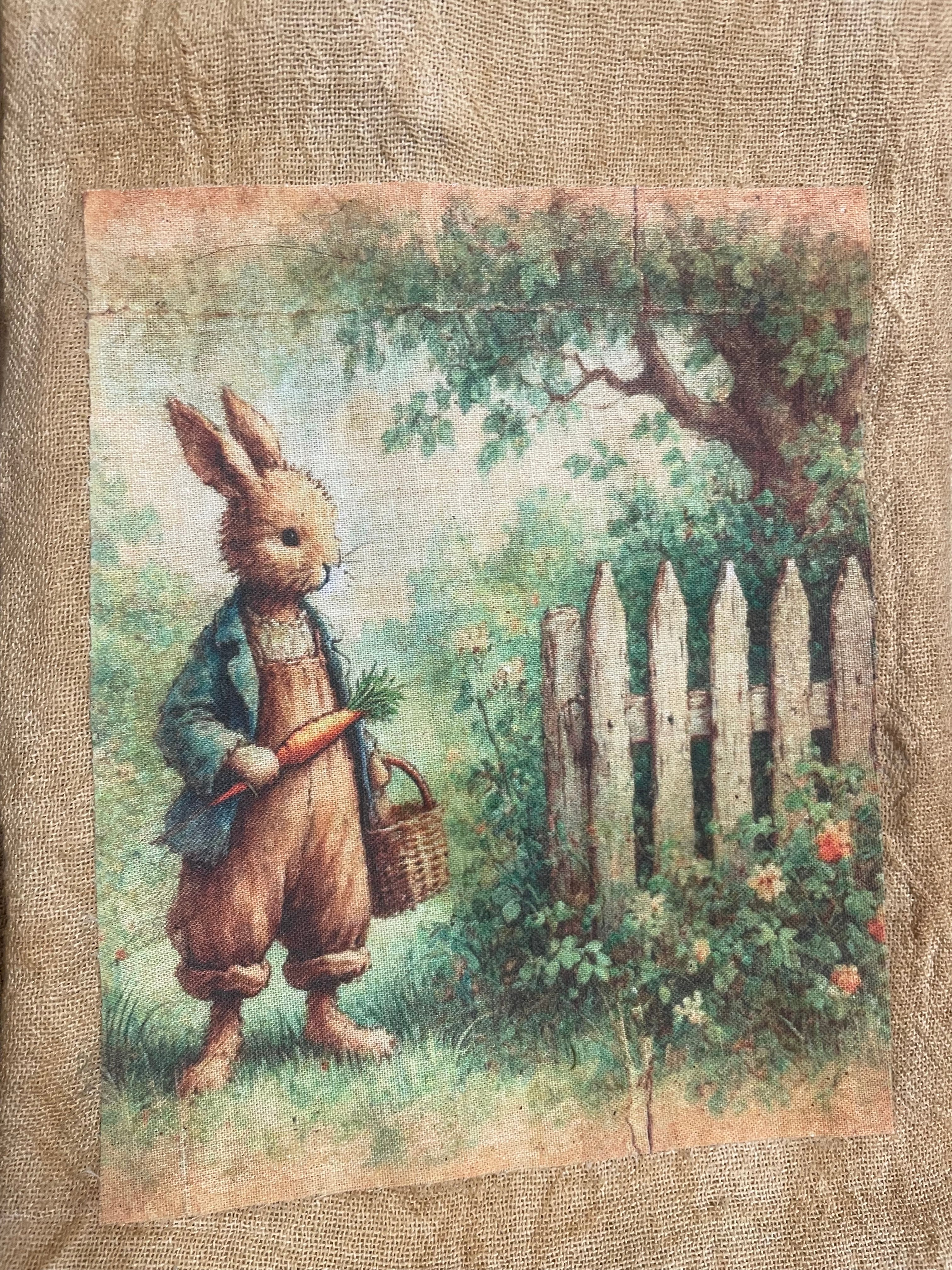 Primitive Decorative Easter Flour Sac Towel With Picture 28x29