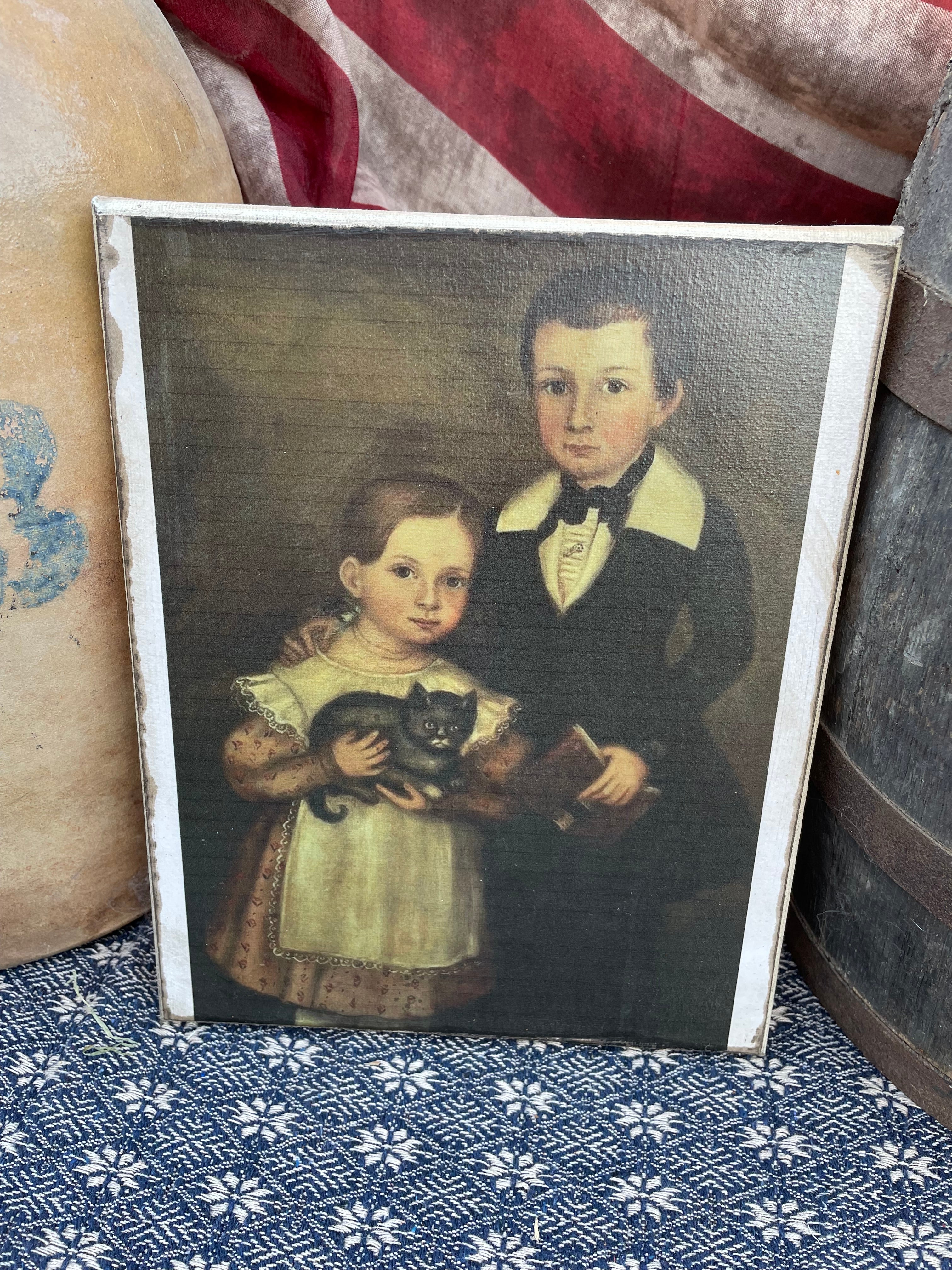 Primitive Americana Grungy Decorative Canvas Print 8x10