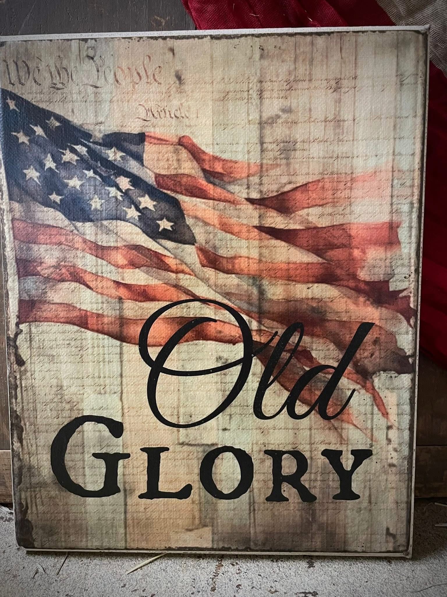 Primitive Americana Grungy Decorative Canvas Print 8x10