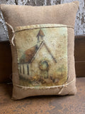 Small Primitive Easter Feedsac Pillow 10x8