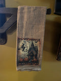 Primitive Decorative Fall Flour Sac Towel With Picture 28x29