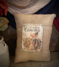 Small Primitive Americana Feedsac Pillow 10x8