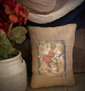 Small Primitive Americana Feedsac Pillow 10x8