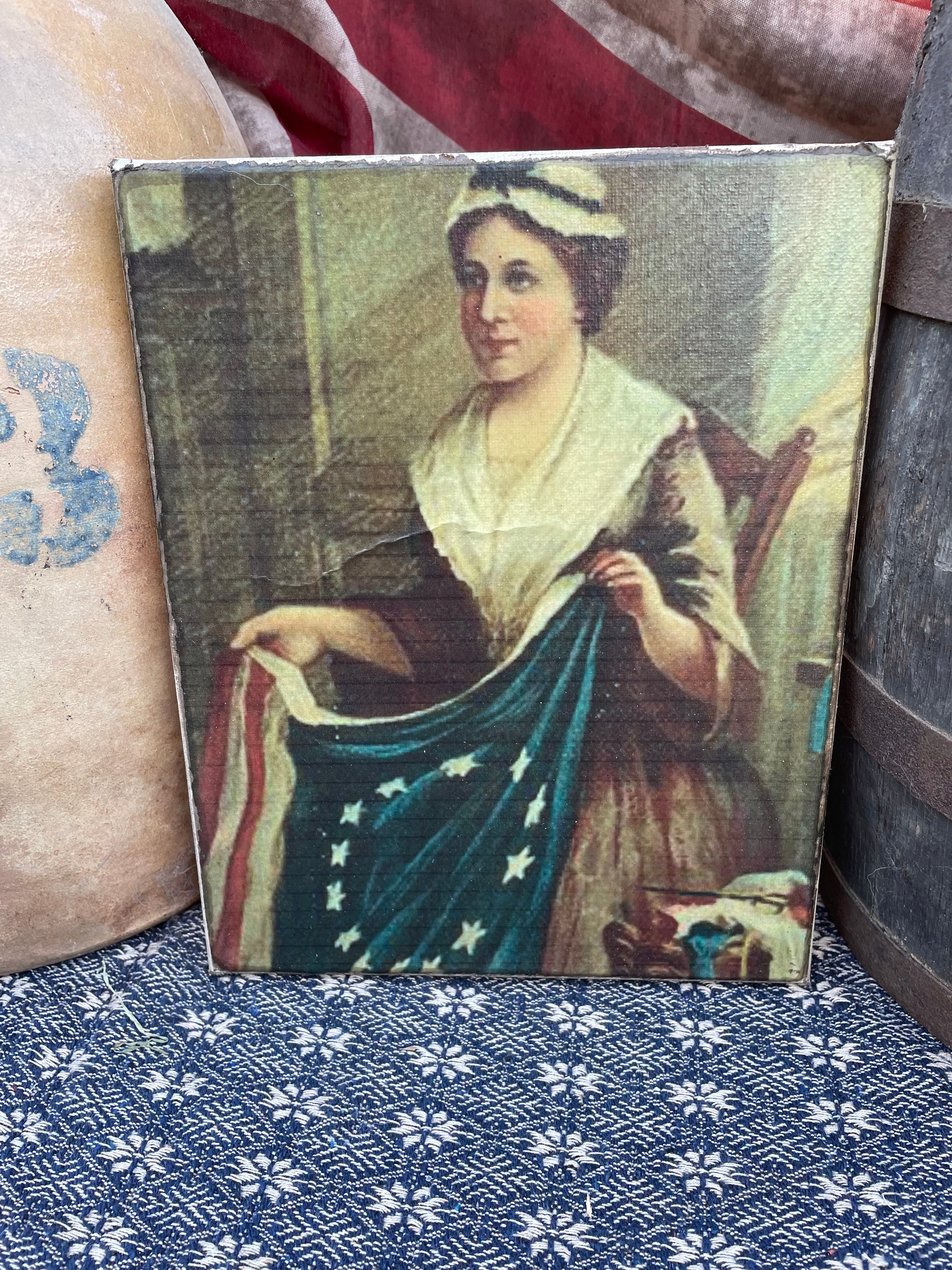 Primitive Americana Grungy Decorative Canvas Print 8x10