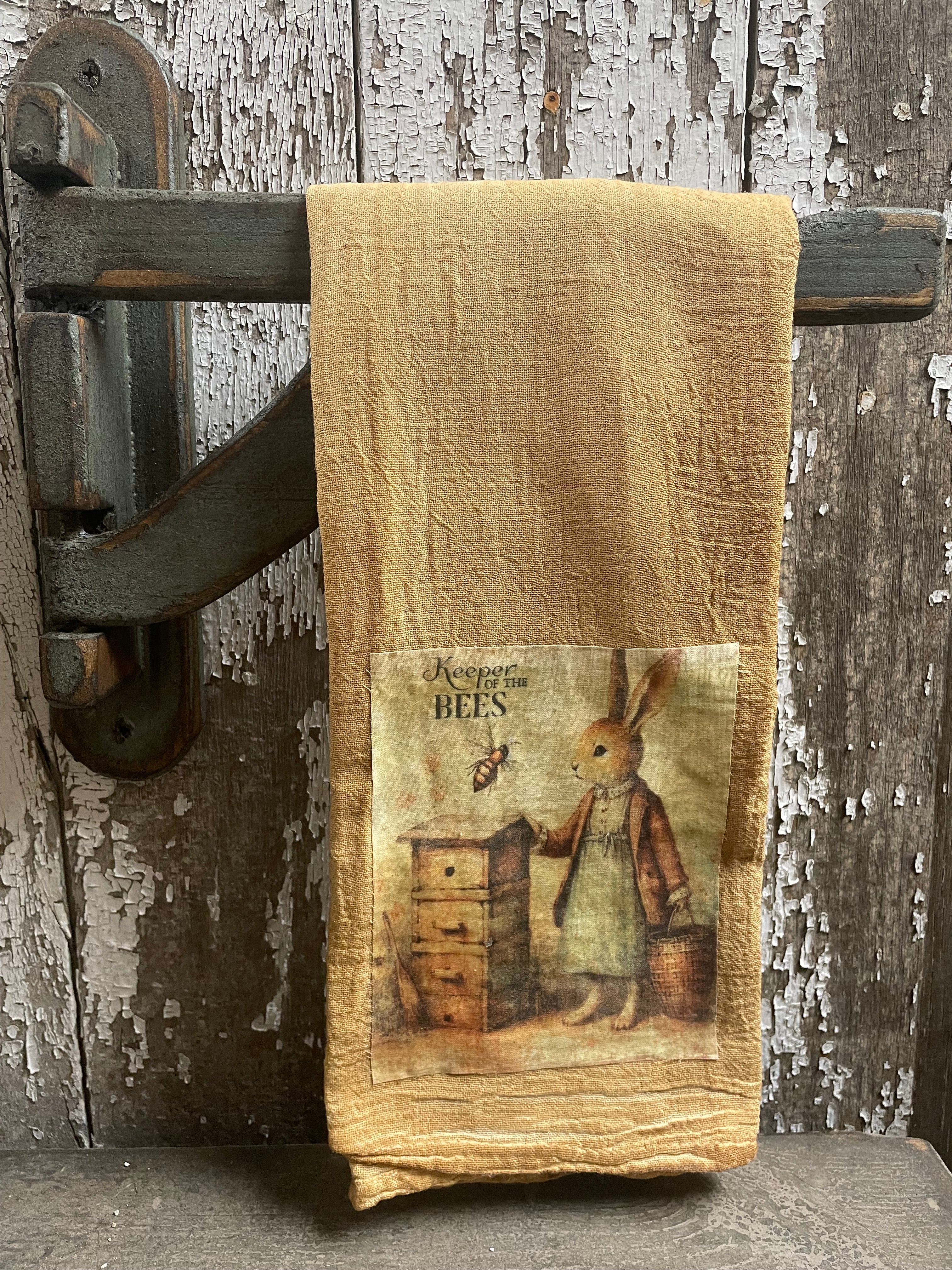 Primitive Decorative Easter Flour Sac Towel With Picture 28x29