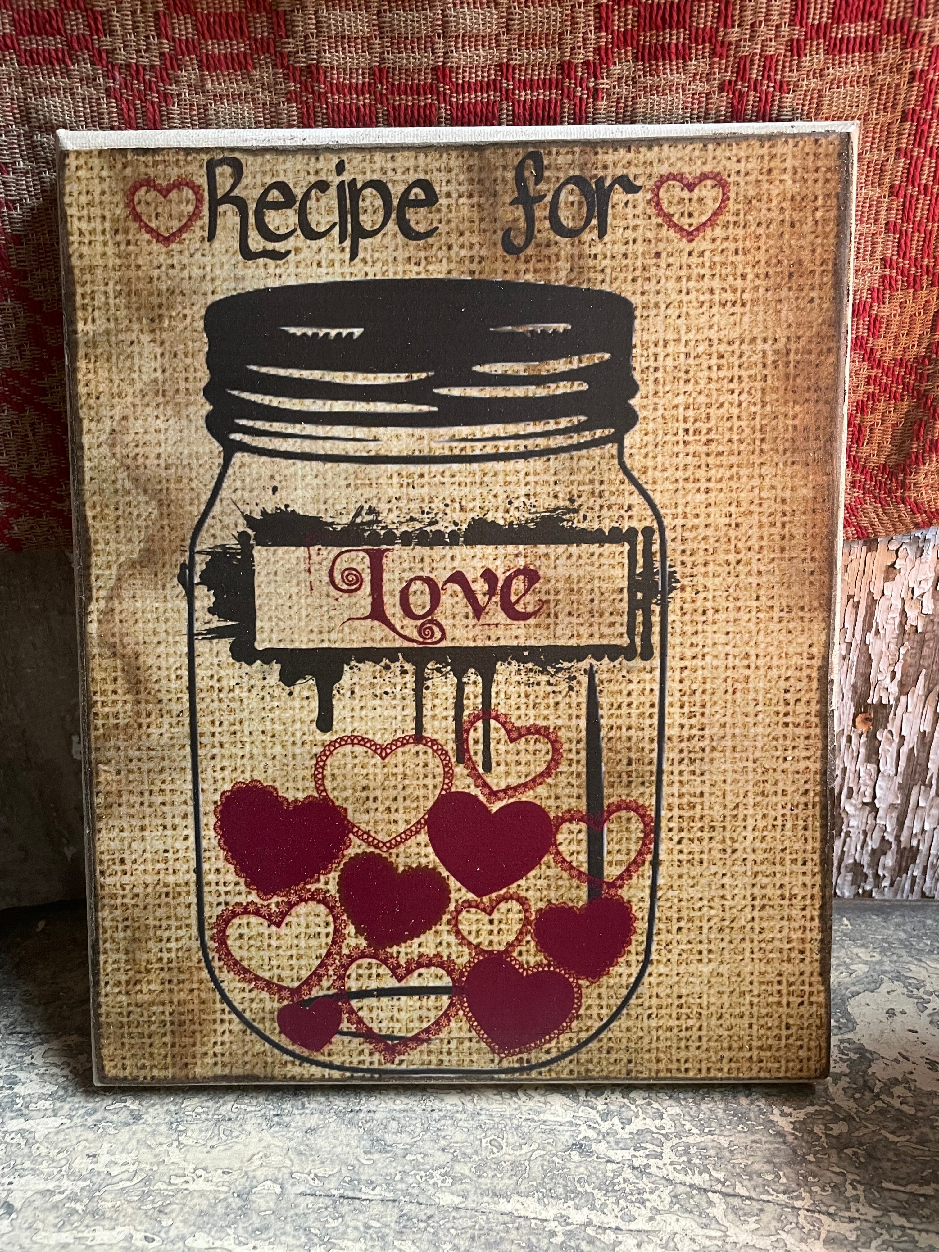 Primitive Valentines Grungy Decorative Canvas Print 8x10